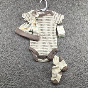 Baby Kiss Infant Bodysuit, Cap and Socks Taupe 3-6M